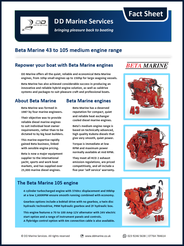 Beta Marine medium engines DD Marine Services